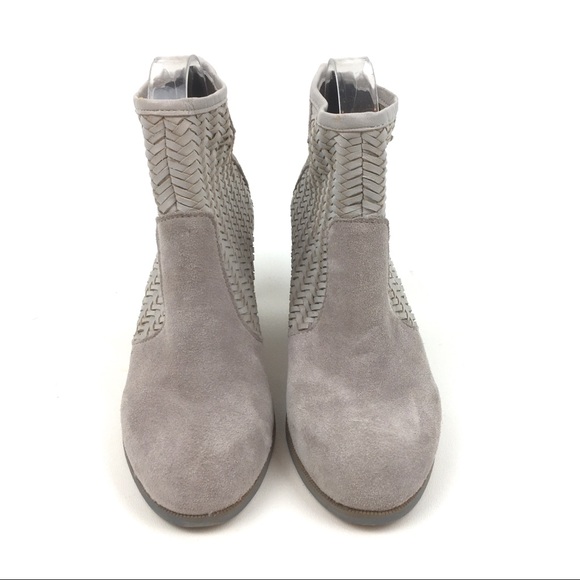 Diba True Western Ankle Boot Woven Leather Bootie Block Heel Gray Size 7 - Picture 2 of 8